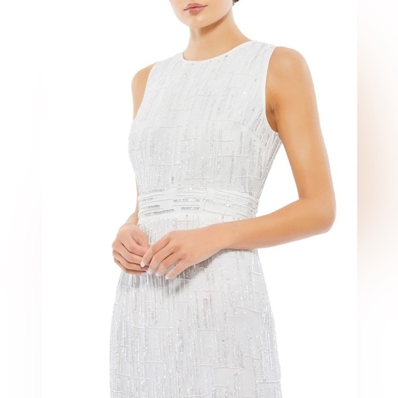 MAC DUGGAL 93597 NWT Abstract Beaded Sleeveless Midi Sheath Dress - Picture 3 of 6